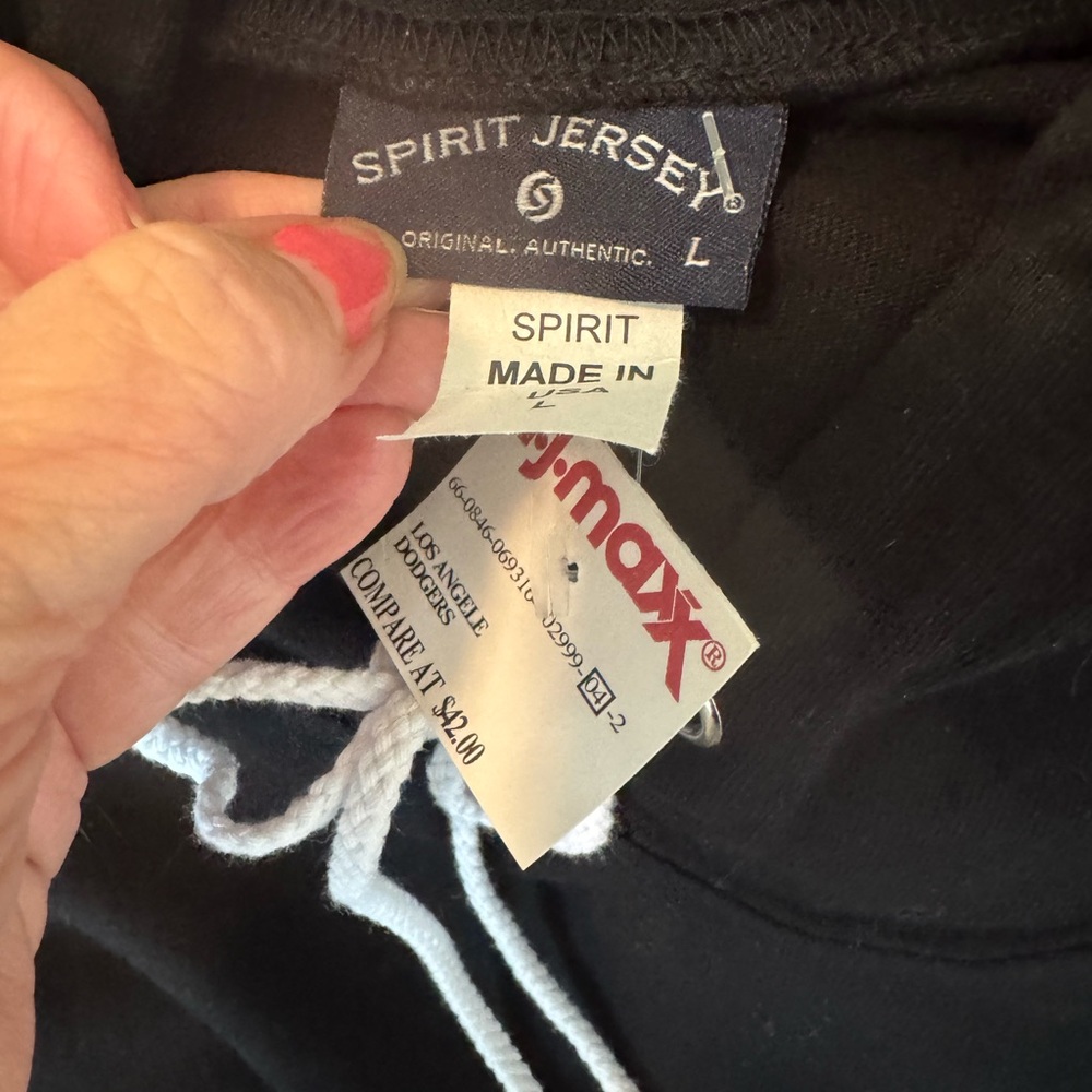 NWT Black Spirit Jersey Hoodie w/Los Angeles Lettered Across Back & Shoulders - Picture 9 of 9